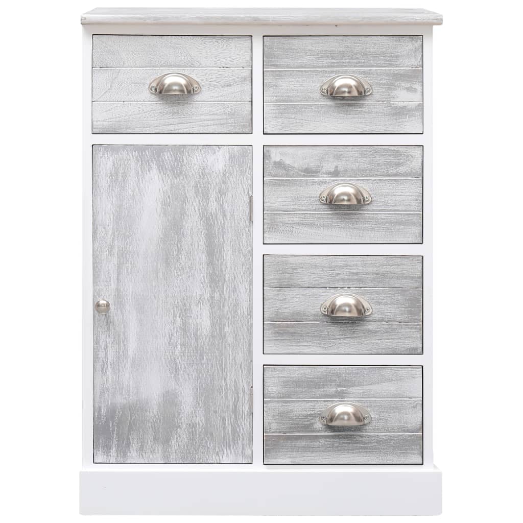 Aparador com 10 gavetas 113x30x79 cm madeira cinzento
