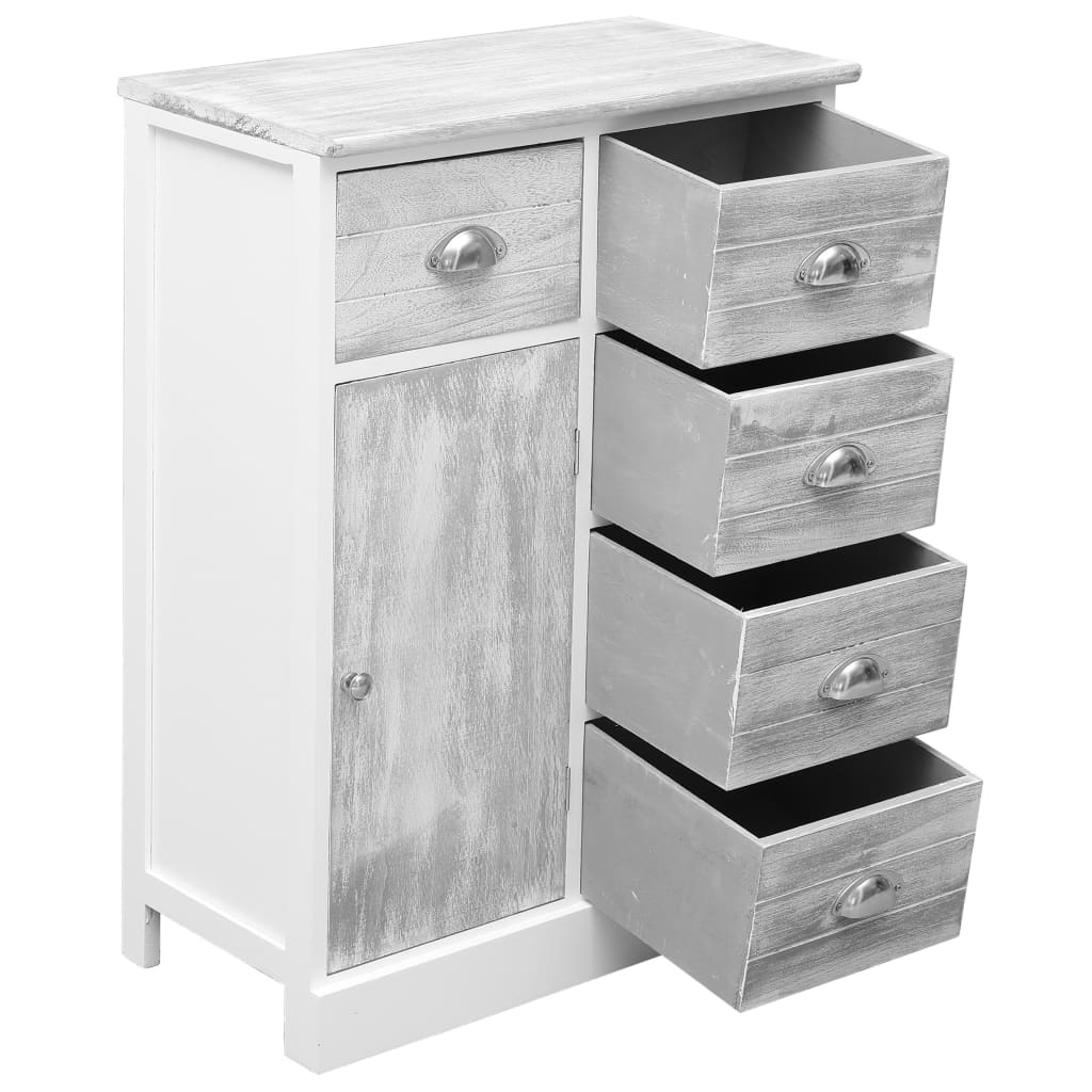 Aparador com 10 gavetas 113x30x79 cm madeira cinzento