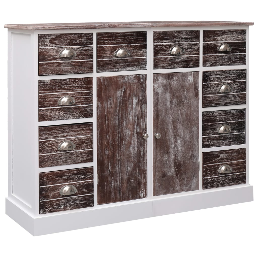Aparador com 10 gavetas 113x30x79 cm madeira castanho