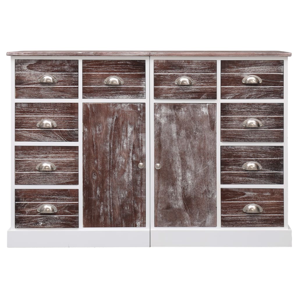 Aparador com 10 gavetas 113x30x79 cm madeira castanho