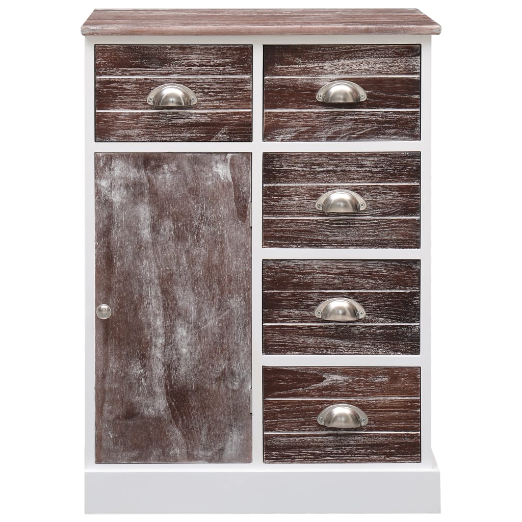 Aparador com 10 gavetas 113x30x79 cm madeira castanho