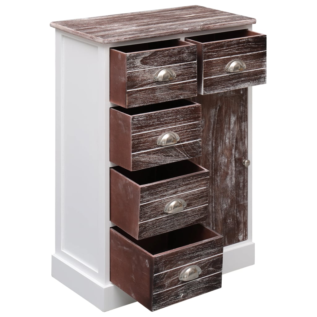 Aparador com 10 gavetas 113x30x79 cm madeira castanho