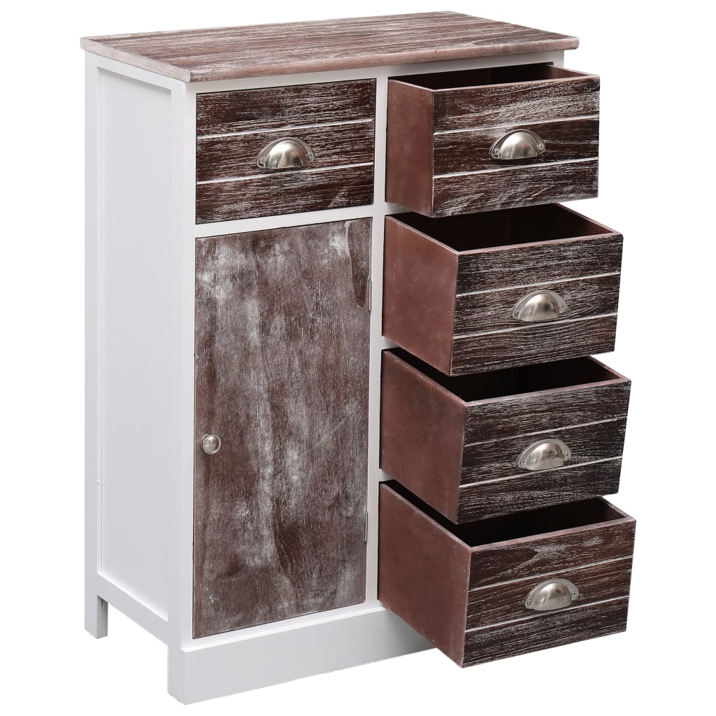 Aparador com 10 gavetas 113x30x79 cm madeira castanho