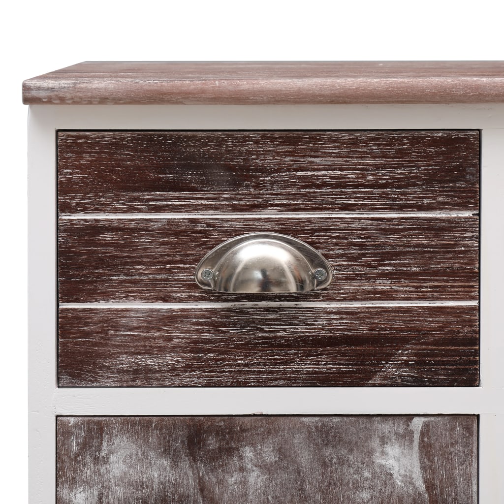 Aparador com 10 gavetas 113x30x79 cm madeira castanho
