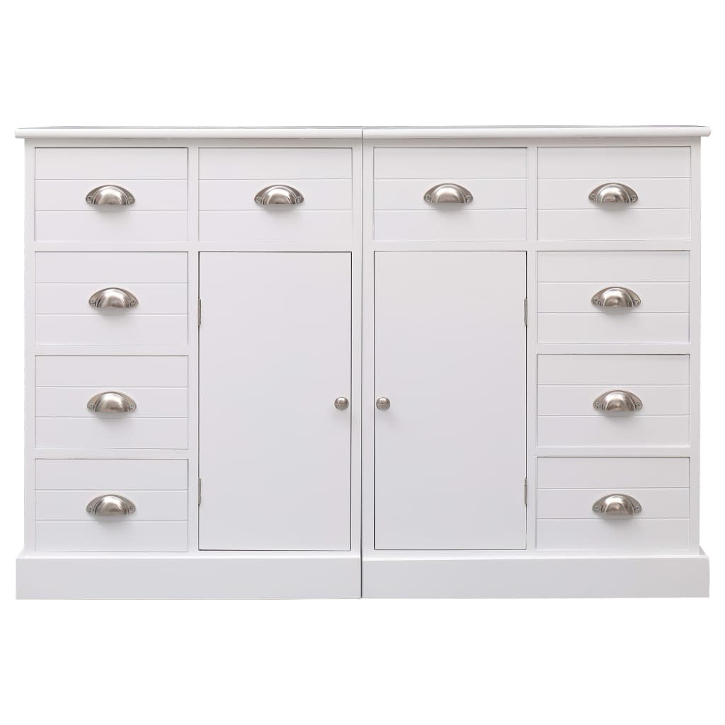 Aparador com 10 gavetas 113x30x79 cm madeira branco