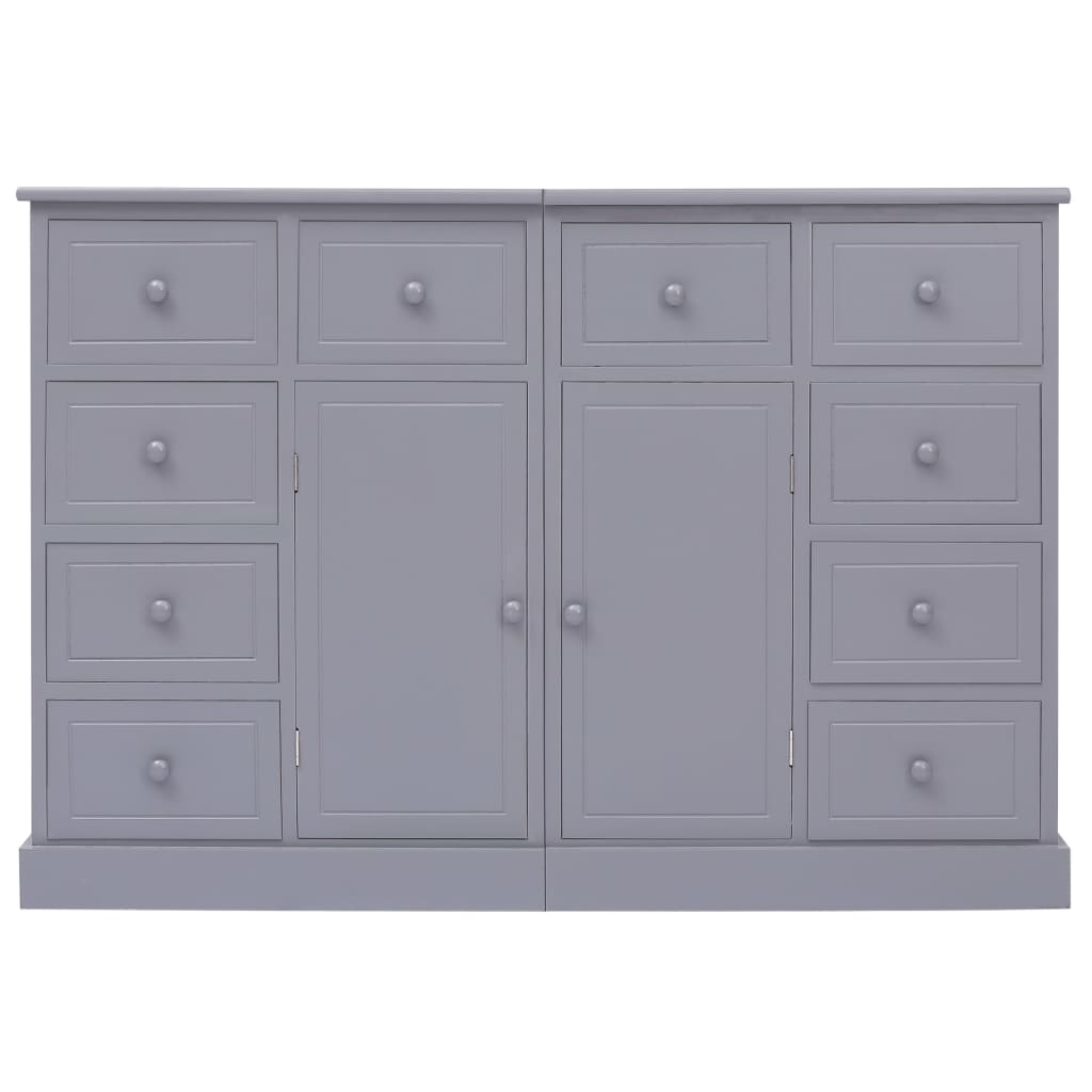 Aparador com 10 gavetas 113x30x79 cm madeira cinzento