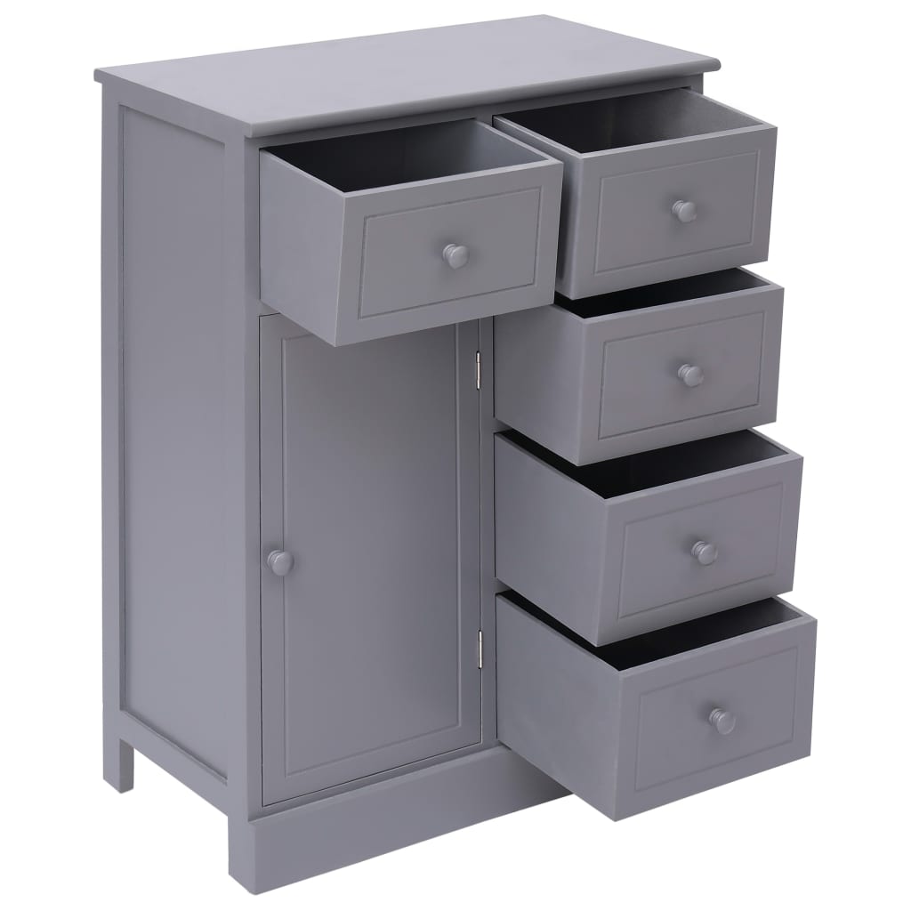Aparador com 10 gavetas 113x30x79 cm madeira cinzento