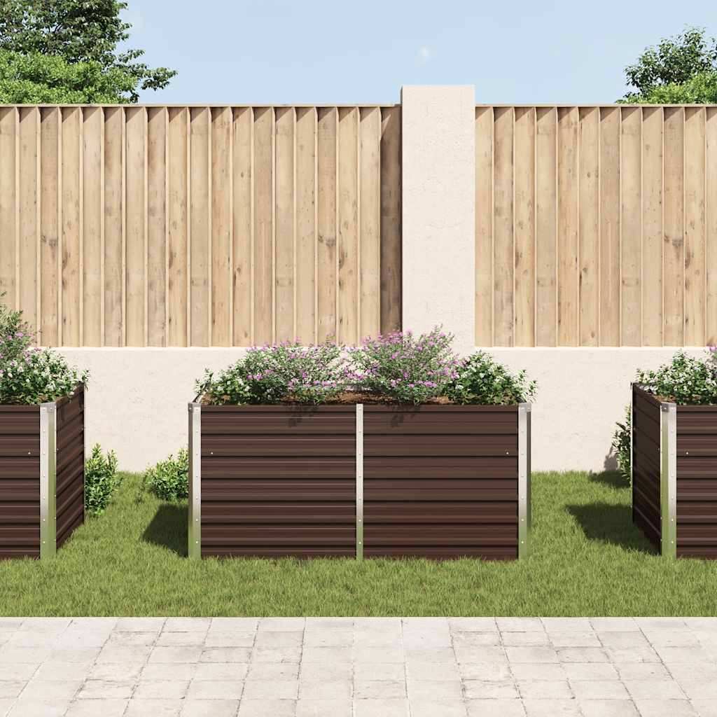 Canteiro de jardim elevado 160x80x77cm aço galvanizado castanho