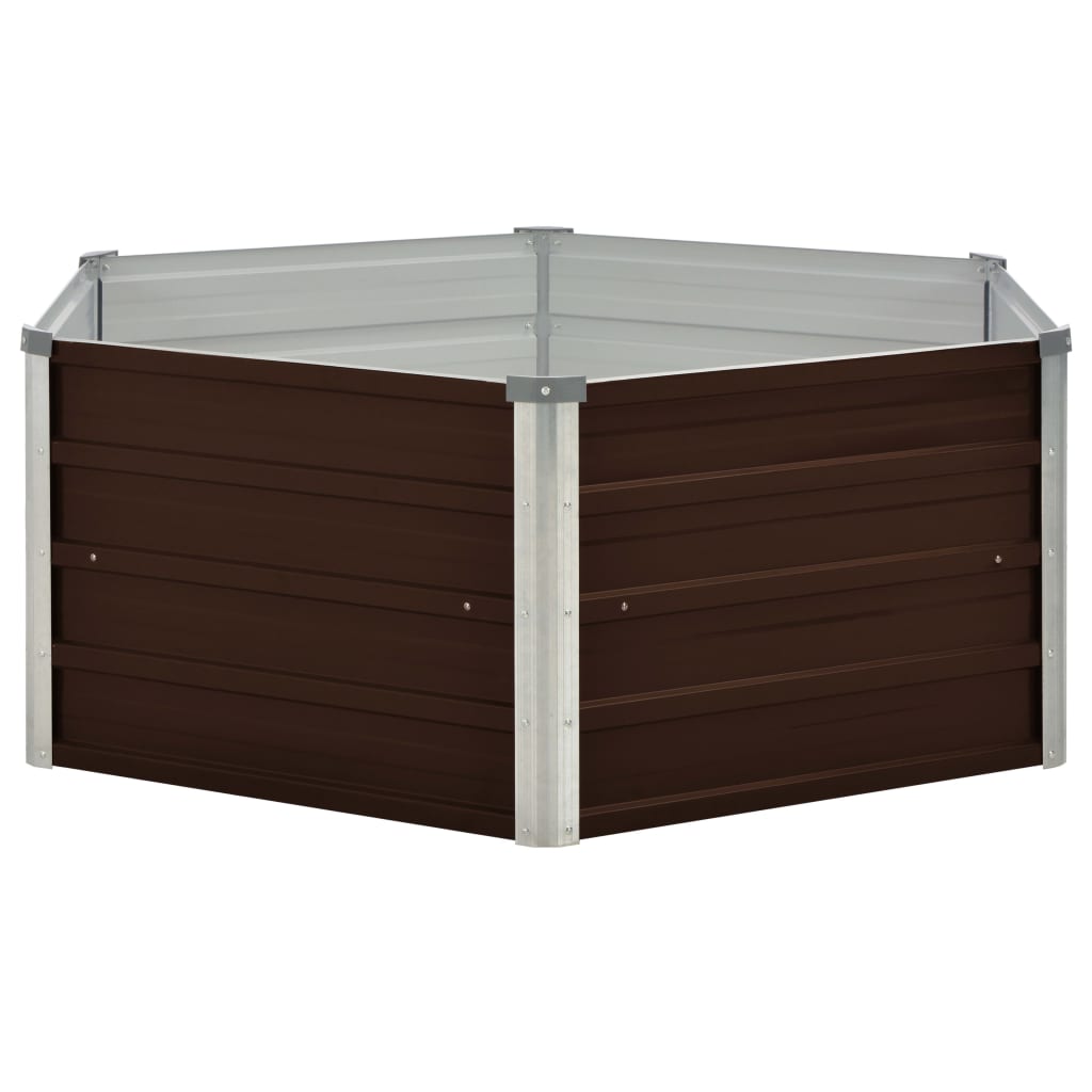 Canteiro jardim elevado 129x129x46cm aço galvanizado castanho
