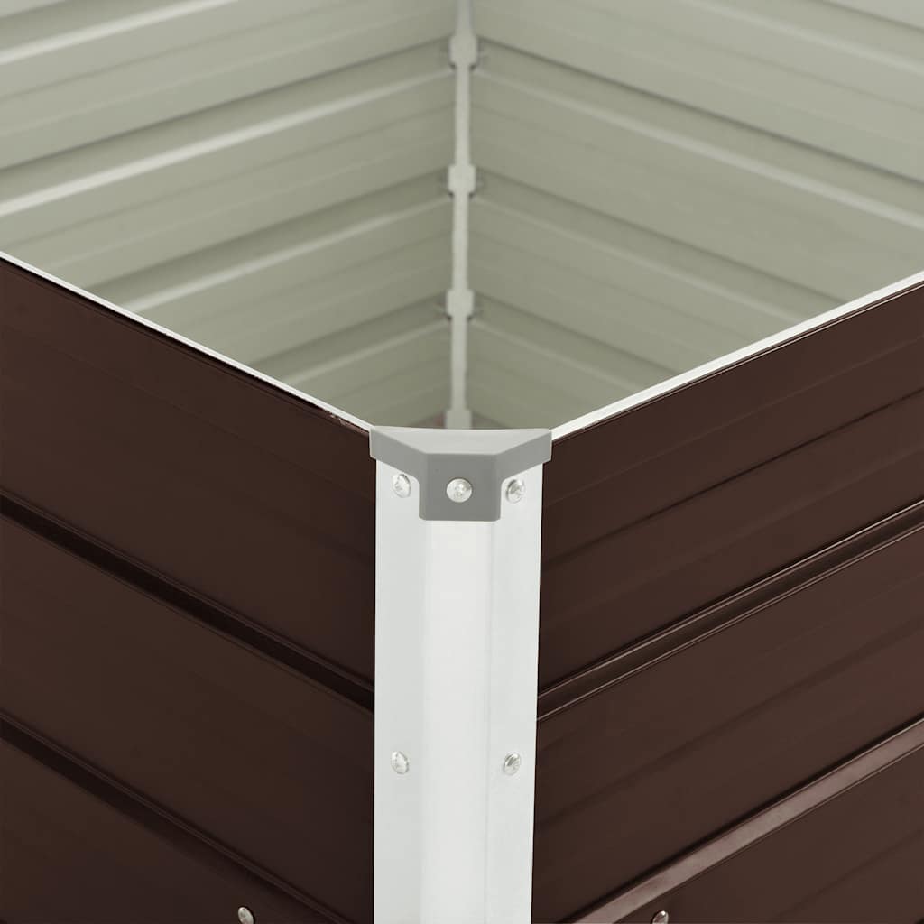 Canteiro jardim elevado 100x100x77cm aço galvanizado castanho