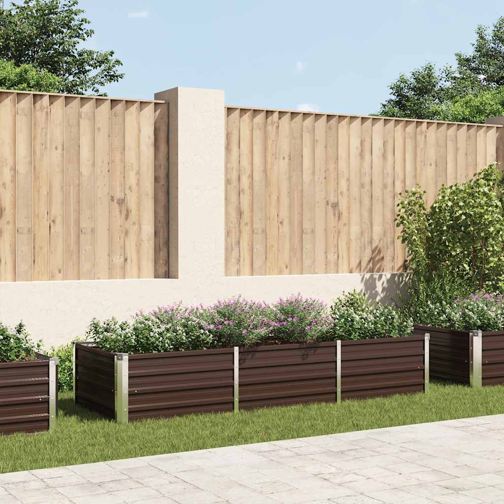Canteiro elevado de jardim aço galvanizado 240x80x45cm castanho