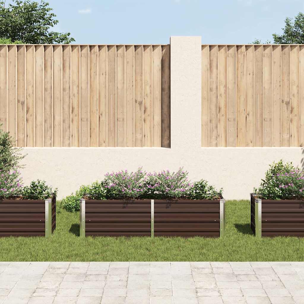 Canteiro elevado de jardim aço galvanizado 160x40x45cm castanho