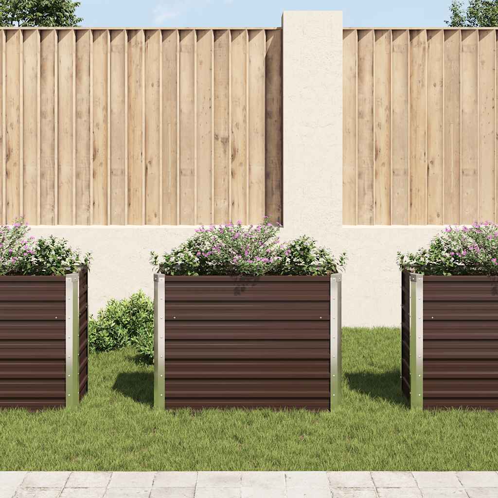 Canteiro elevado de jardim aço galvanizado 100x40x77cm castanho