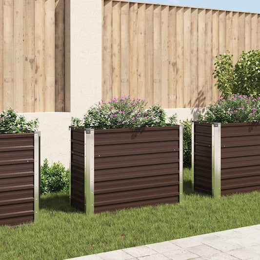 Canteiro elevado de jardim aço galvanizado 100x40x77cm castanho