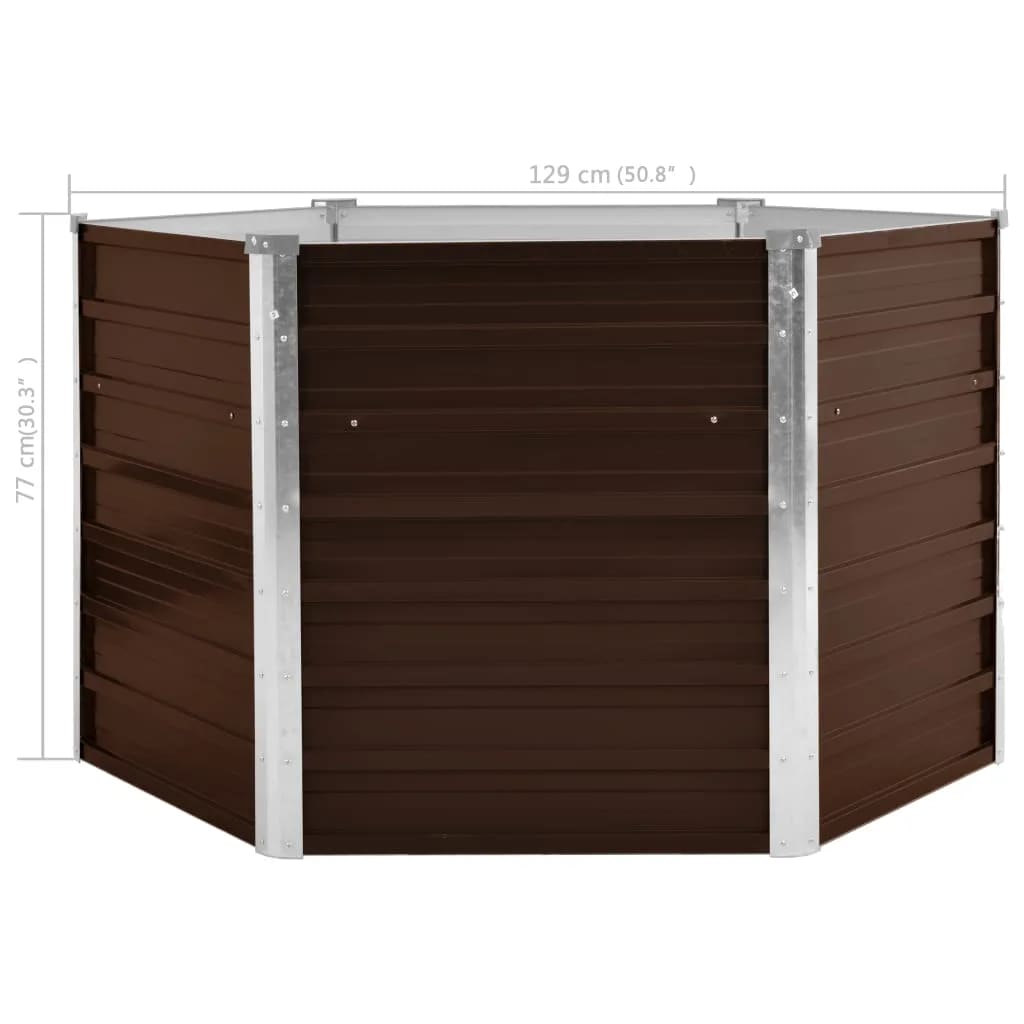 Canteiro elevado jardim aço galvanizado 129x129x77 cm castanho