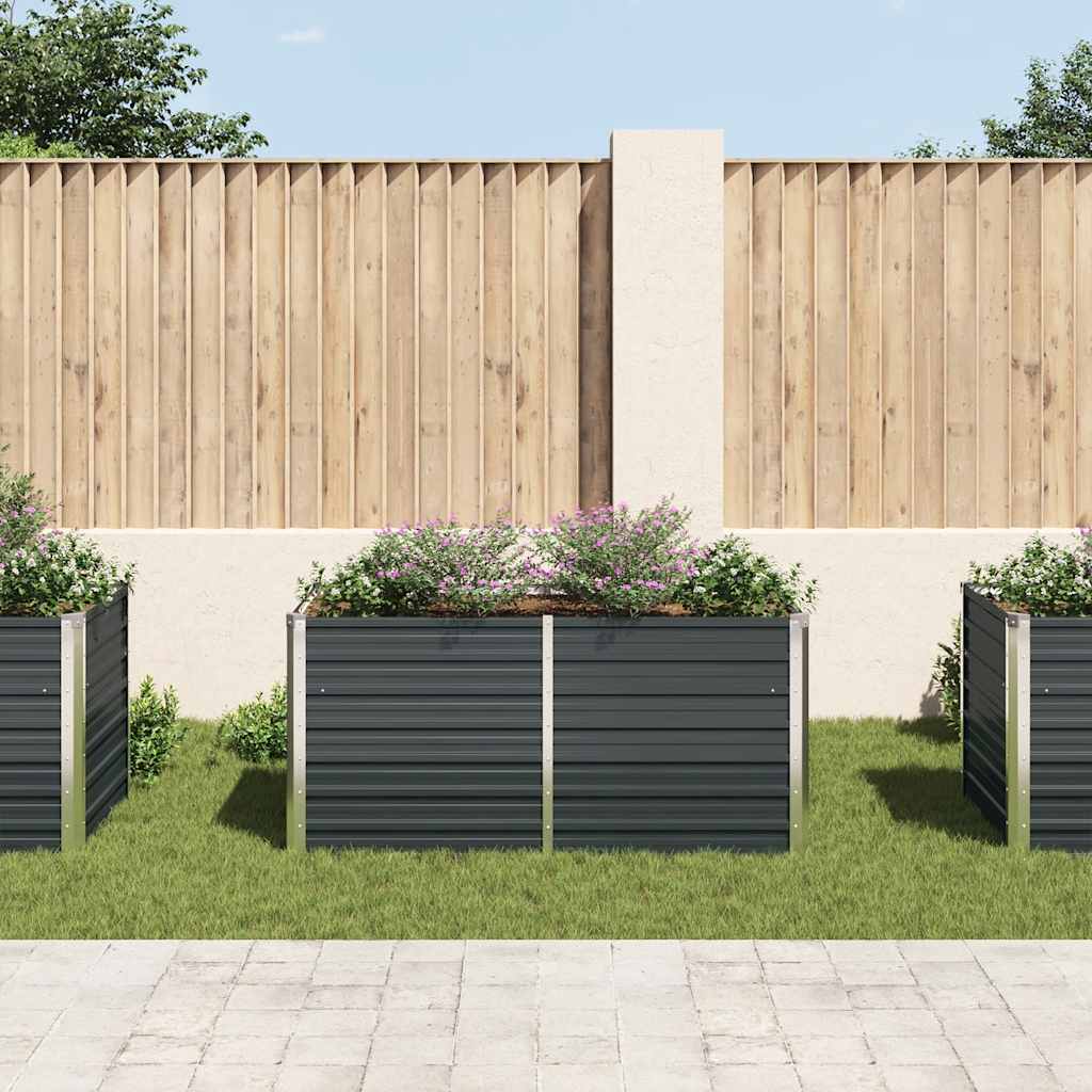 Canteiro jardim elevado 160x80x77 cm aço galvanizado antracite
