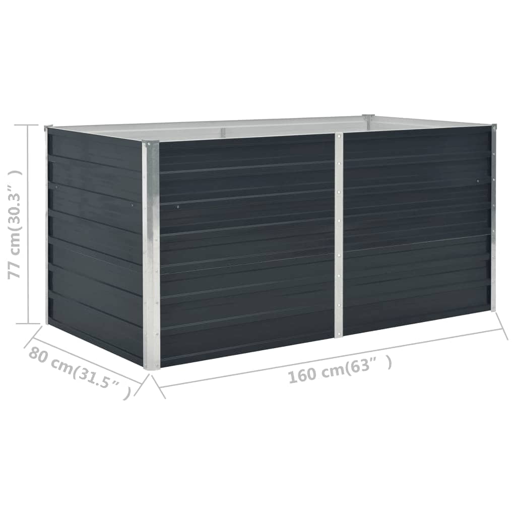 Canteiro jardim elevado 160x80x77 cm aço galvanizado antracite