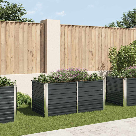 Canteiro jardim elevado 160x80x77 cm aço galvanizado antracite