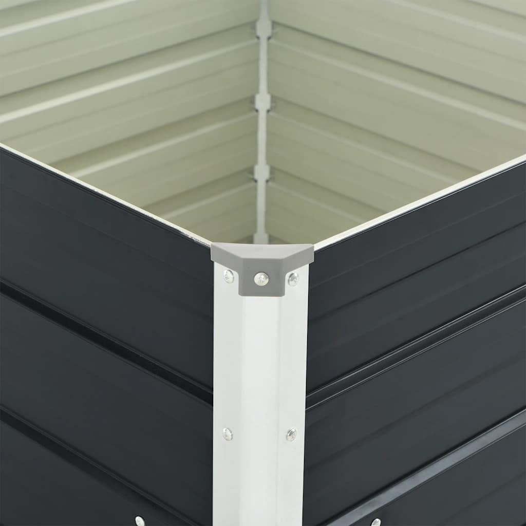 Canteiro jardim elevado 100x100x77 cm aço galvanizado antracite