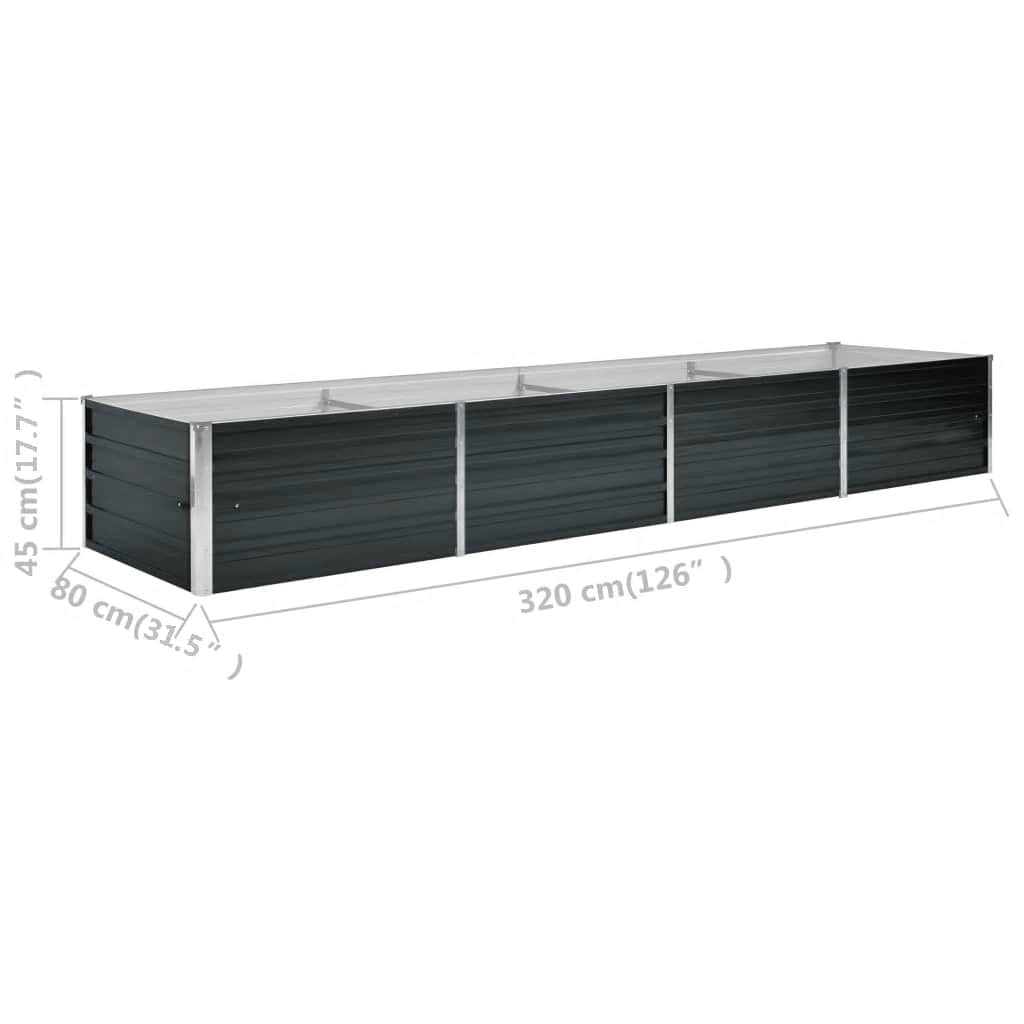 Canteiro elevado jardim aço galvanizado 320x80x45 cm antracite