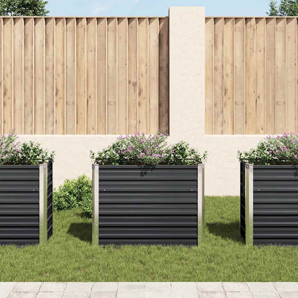 Canteiro elevado jardim aço galvanizado 100x40x77 cm antracite