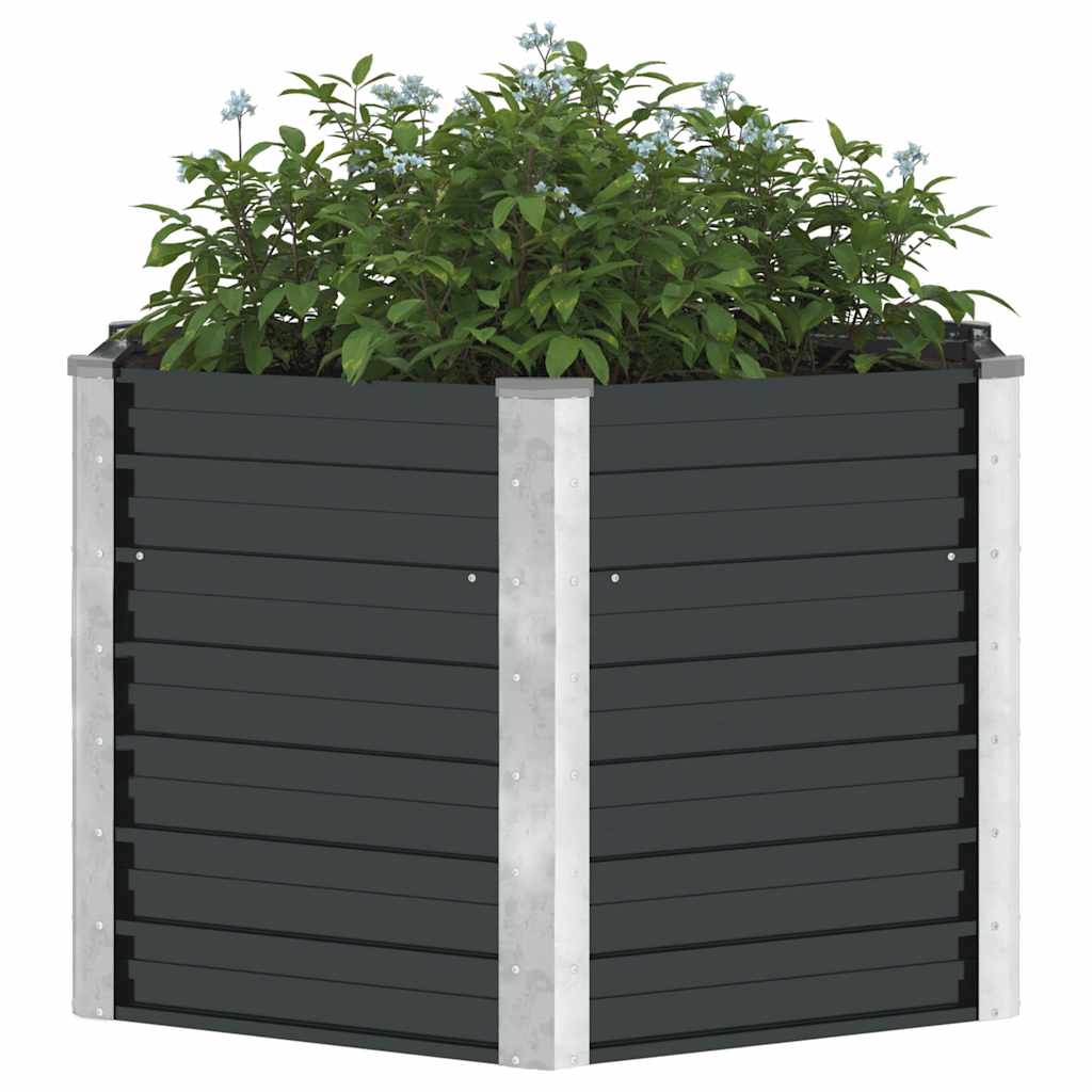 Canteiro elevado jardim aço galvanizado 129x129x77 cm antracite