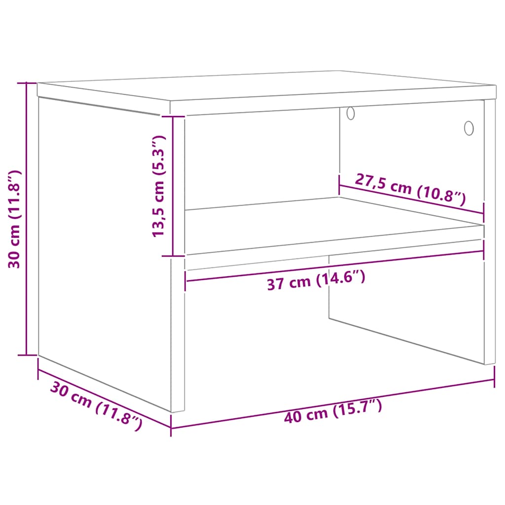 Mesas-de-cabeceira 2 pcs 40x30x30 cm contraplacado branco