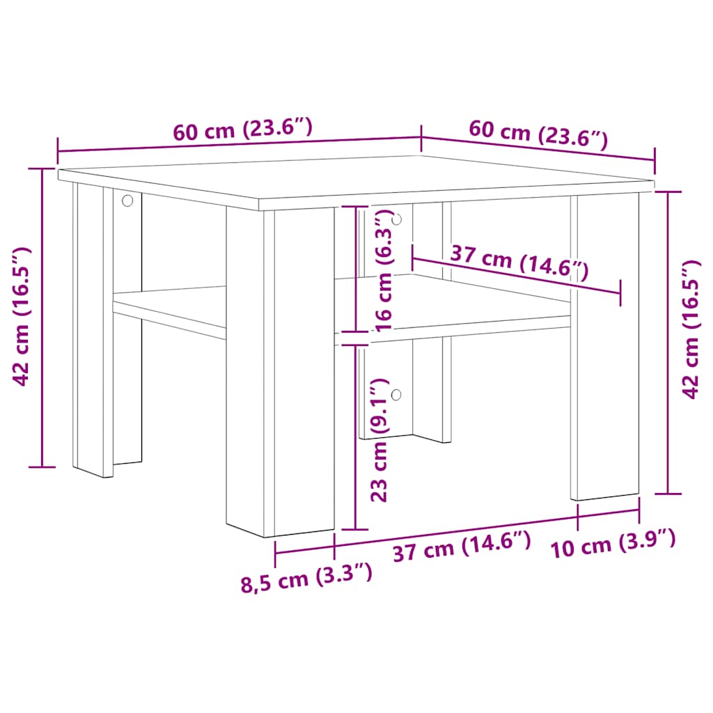 Mesa de centro derivados de madeira cinzento cimento