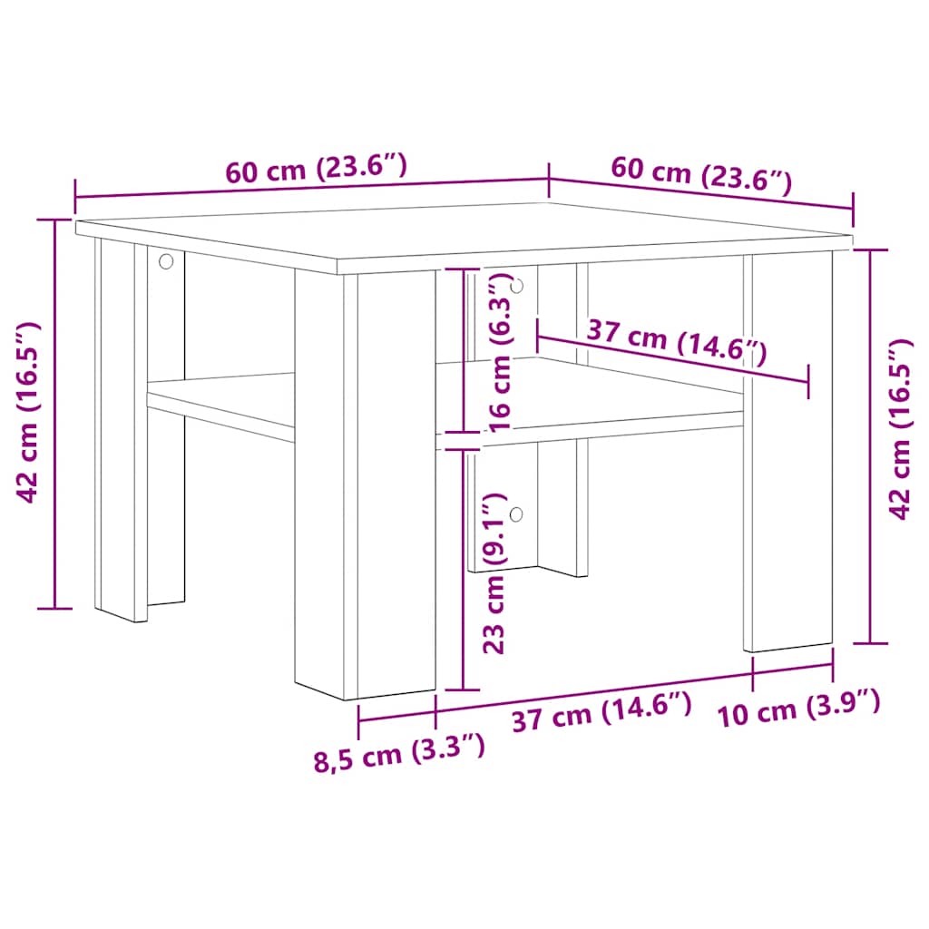 Mesa de centro derivados de madeira branco brilhante