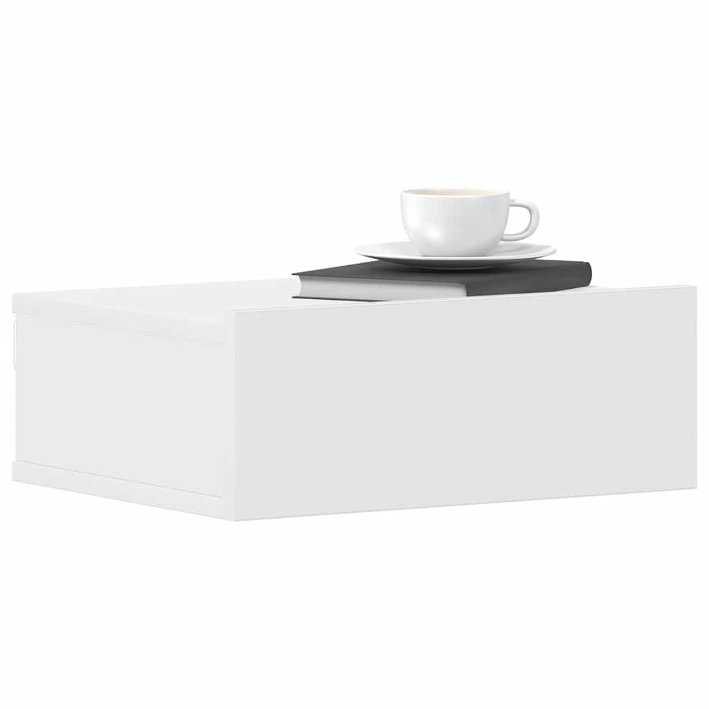 Mesas de cabeceira flutuantes 2 pcs derivados de madeira branco