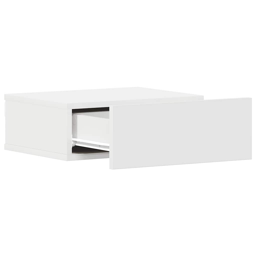 Mesas de cabeceira flutuantes 2 pcs derivados de madeira branco