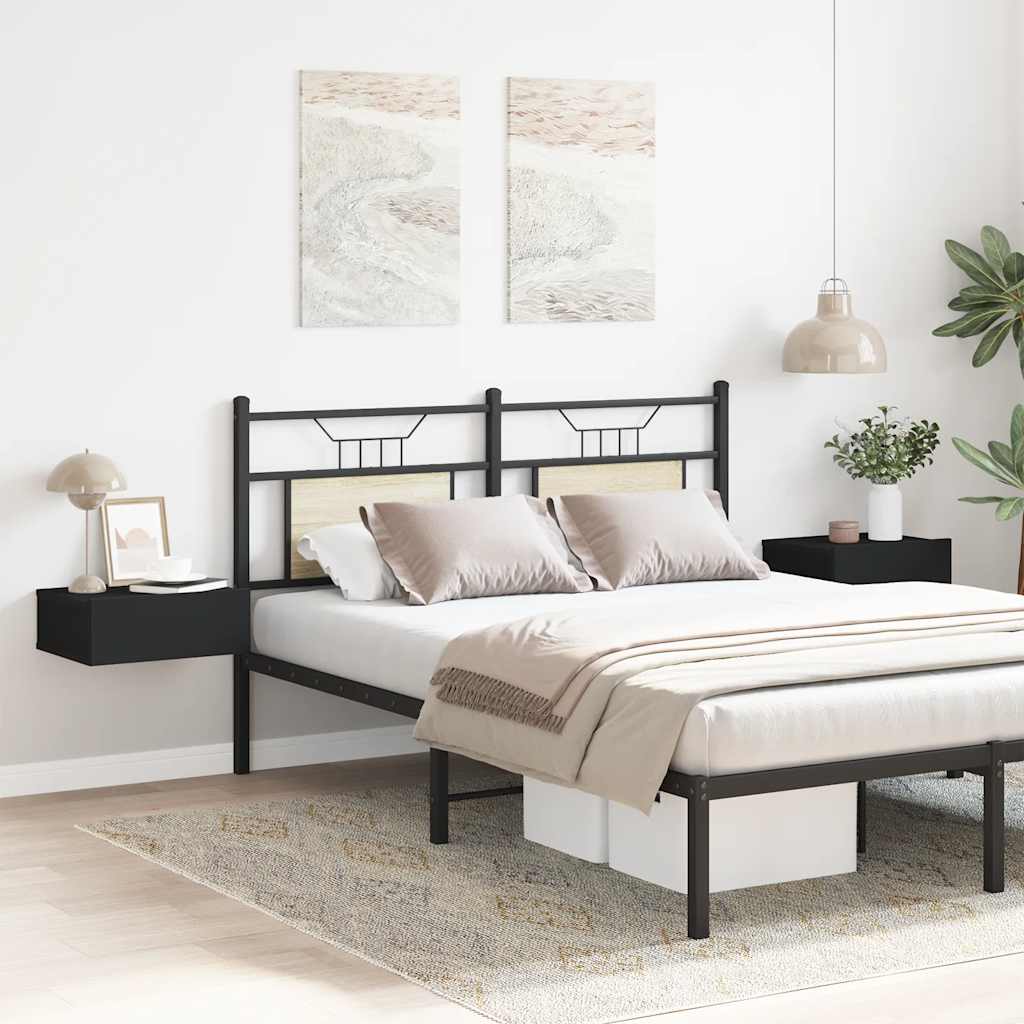 Mesa de cabeceira suspensa 2 pcs derivados de madeira preto