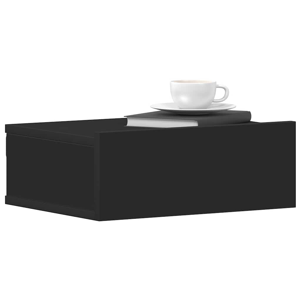 Mesa de cabeceira suspensa 2 pcs derivados de madeira preto