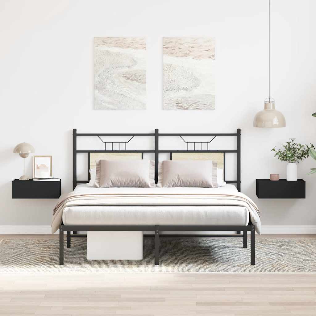 Mesa de cabeceira suspensa 2 pcs derivados de madeira preto