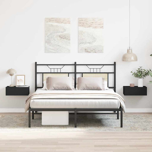 Mesa de cabeceira suspensa 2 pcs derivados de madeira preto