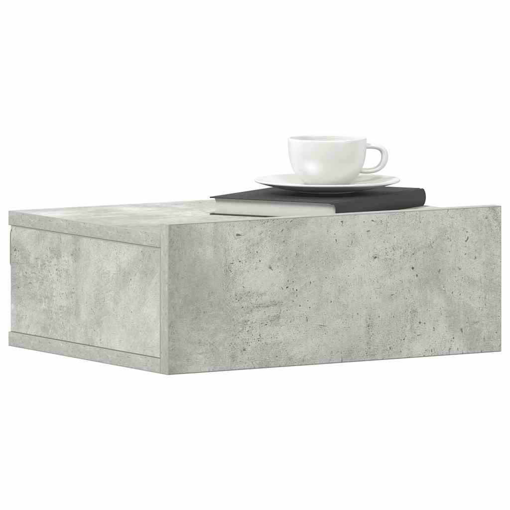 Mesa cabeceira suspensa 2pcs derivados madeira cinzento cimento