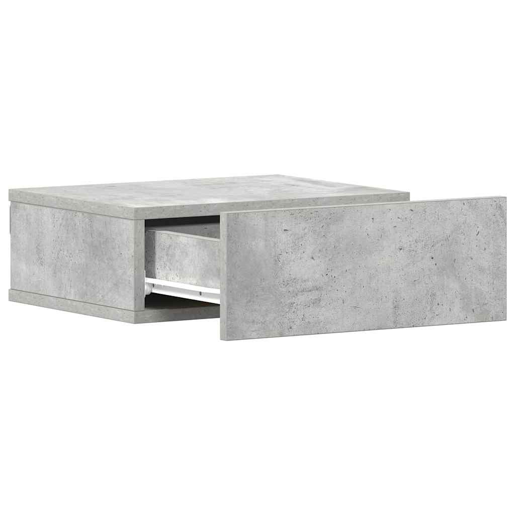 Mesa cabeceira suspensa 2pcs derivados madeira cinzento cimento
