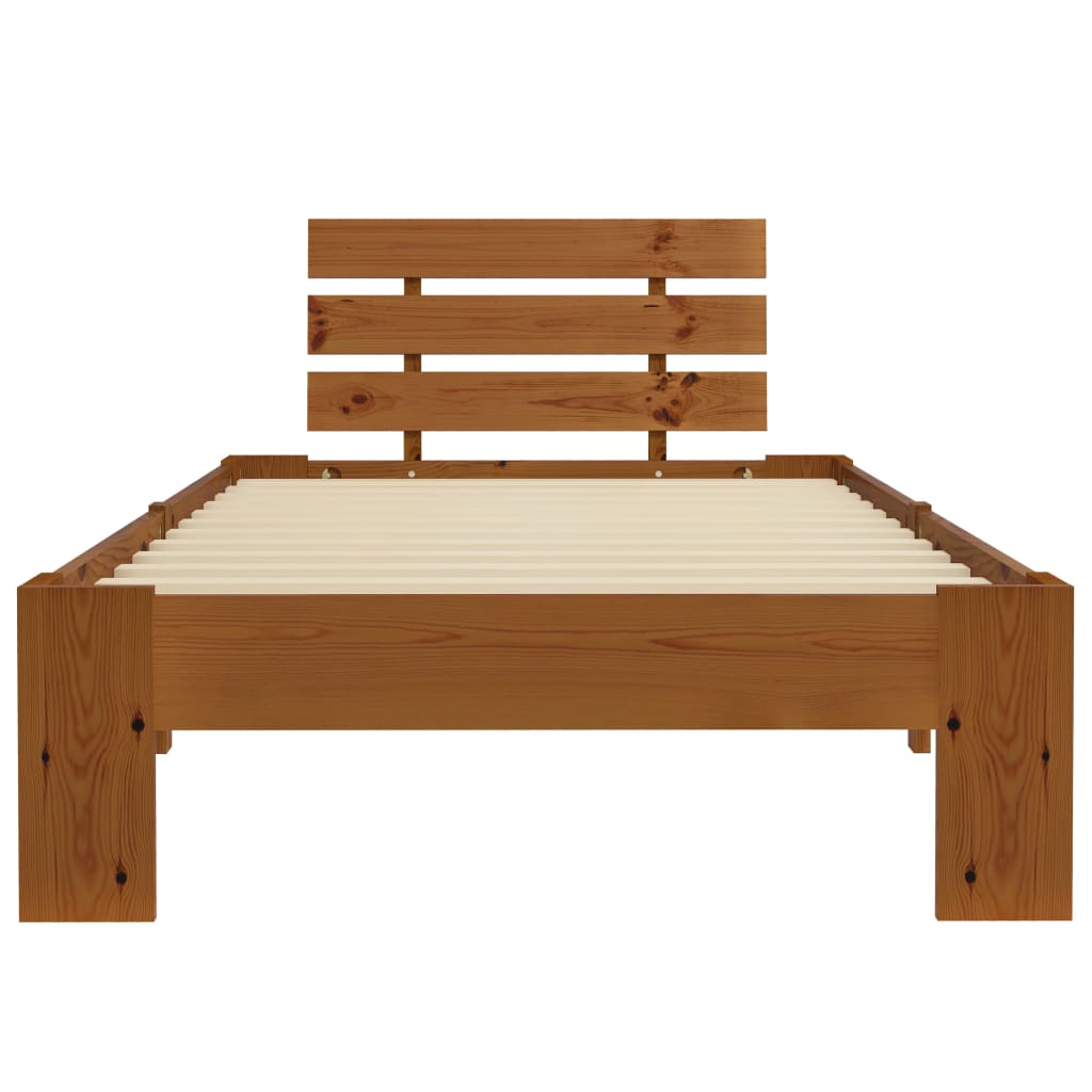 Estrutura de cama 100x200 cm pinho maciço castanho mel