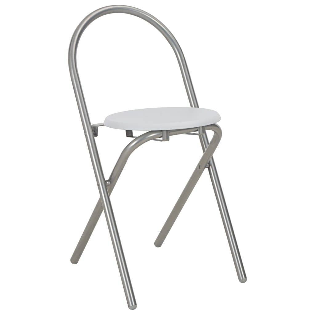 3 pcs conjunto jantar dobrável com prateleira MDF e aço branco