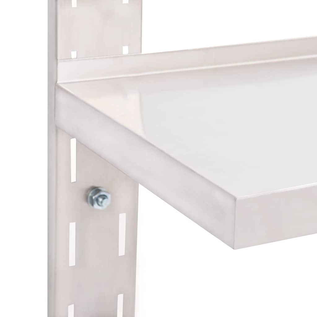 Prateleira de parede suspensa 2 níveis 100x30 cm aço inoxidável