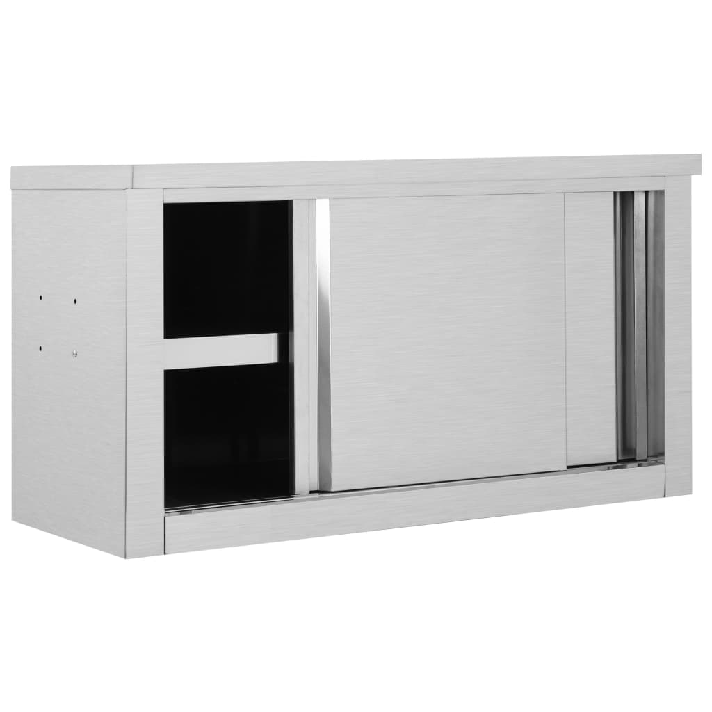 Móvel parede p/ cozinha portas correr 90x40x50cm aço inoxidável