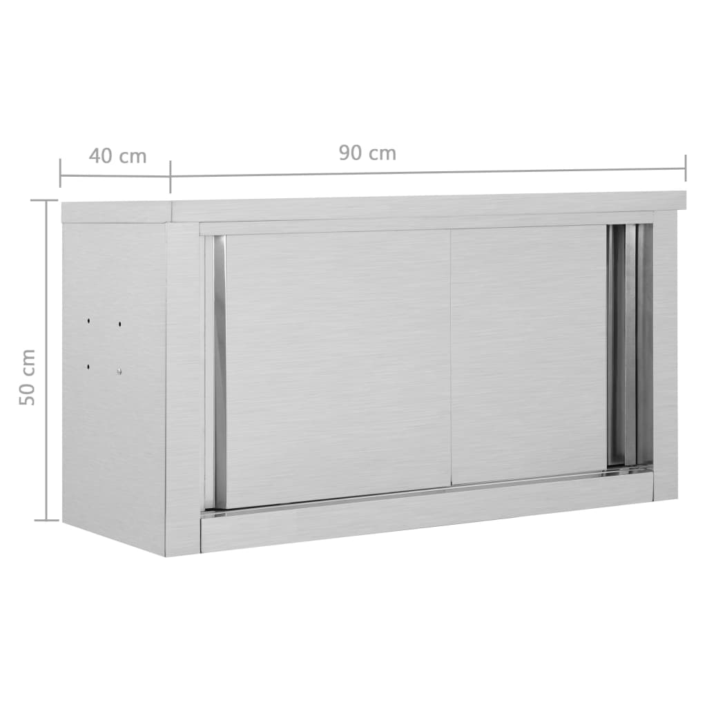 Móvel parede p/ cozinha portas correr 90x40x50cm aço inoxidável