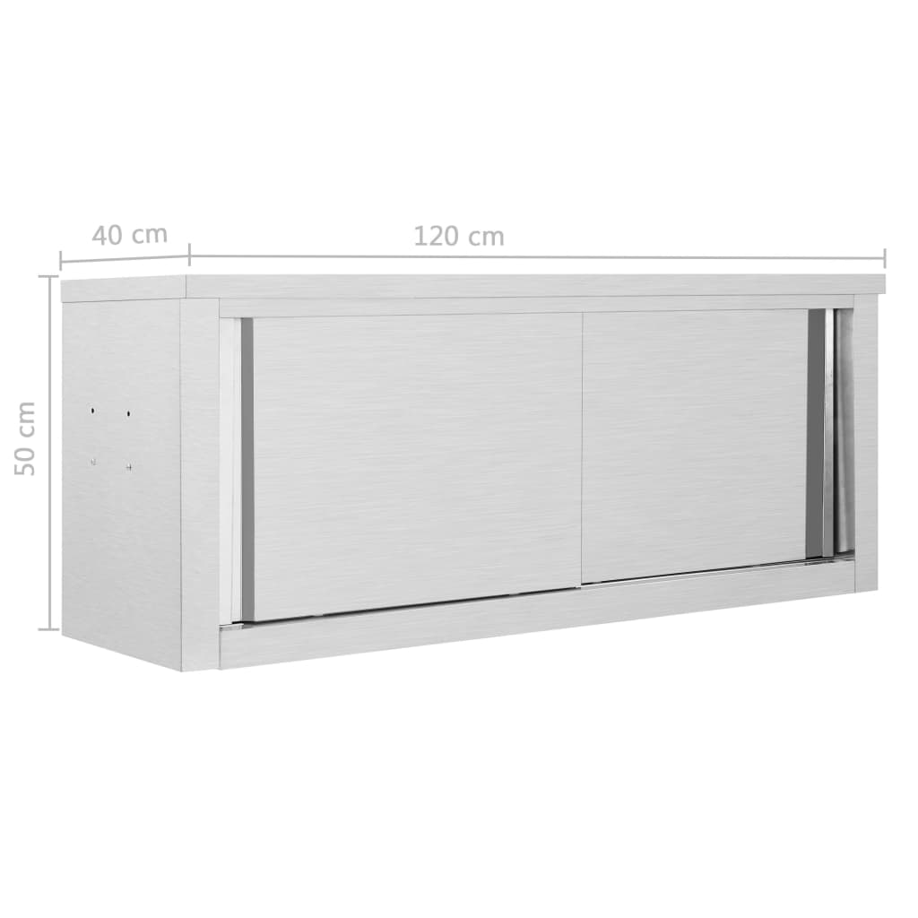 Móvel parede cozinha portas correr 120x40x50 cm aço inoxidável