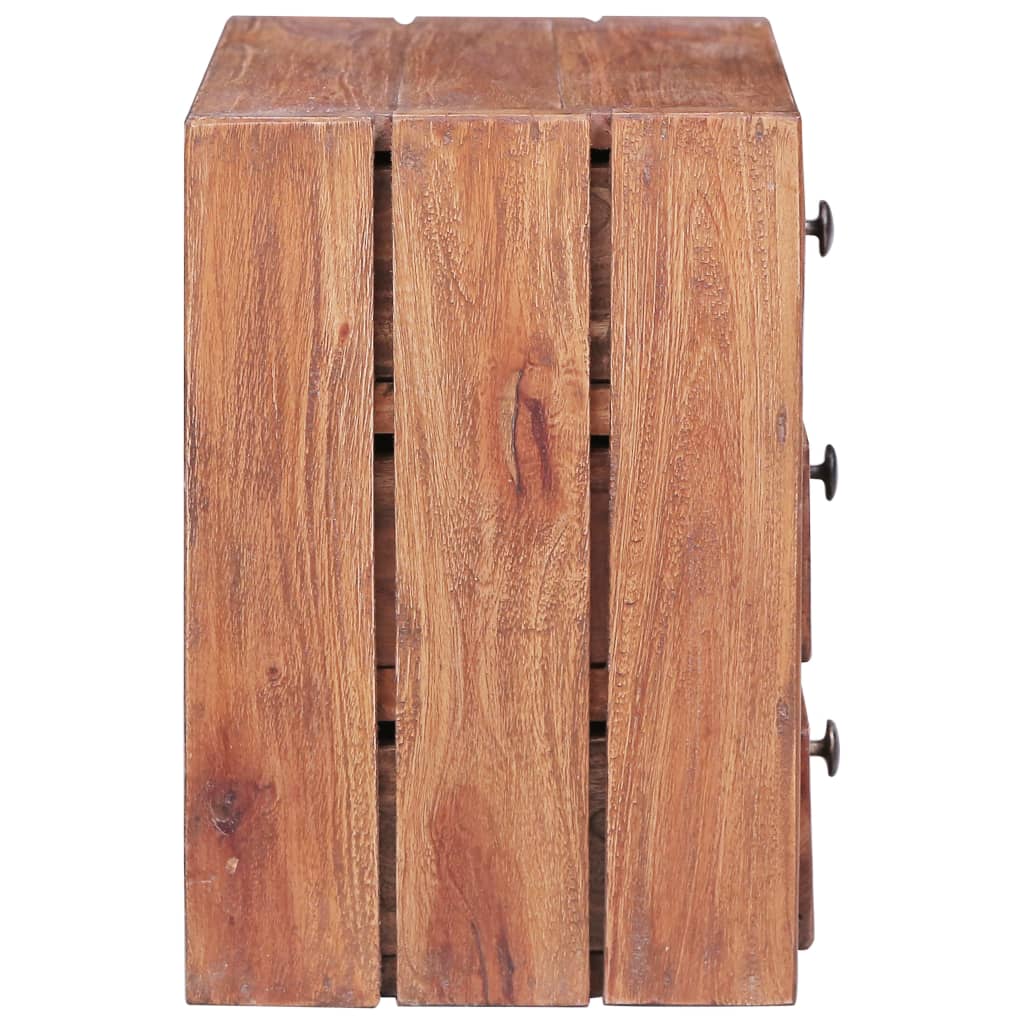 Mesa cabeceira 3 gavetas 35x25x35 cm madeira de mogno maciça