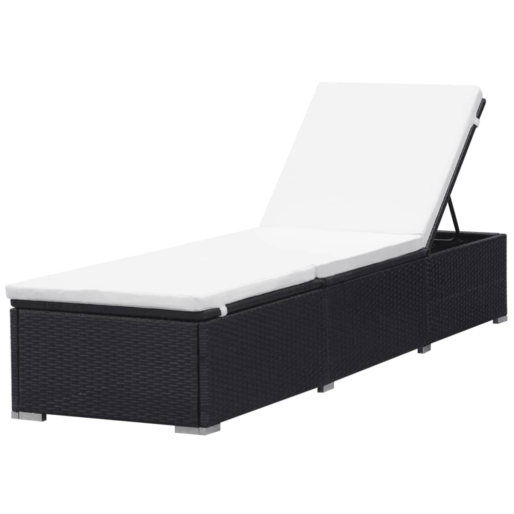 Espreguiçadeiras com almofadões 2 pcs vime PE preto