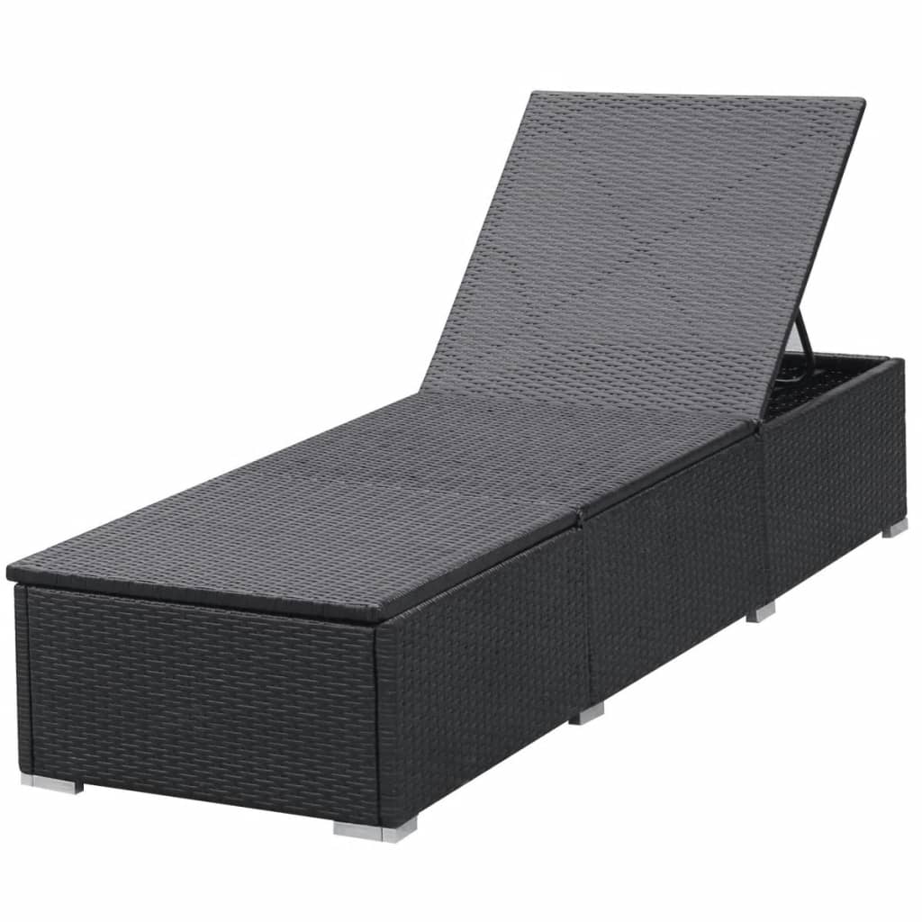 Espreguiçadeiras com almofadões 2 pcs vime PE preto