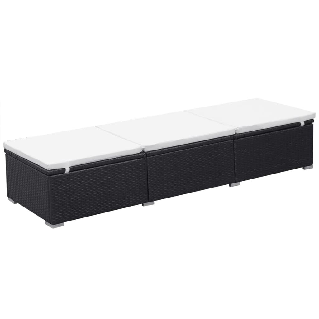 Espreguiçadeiras com almofadões 2 pcs vime PE preto