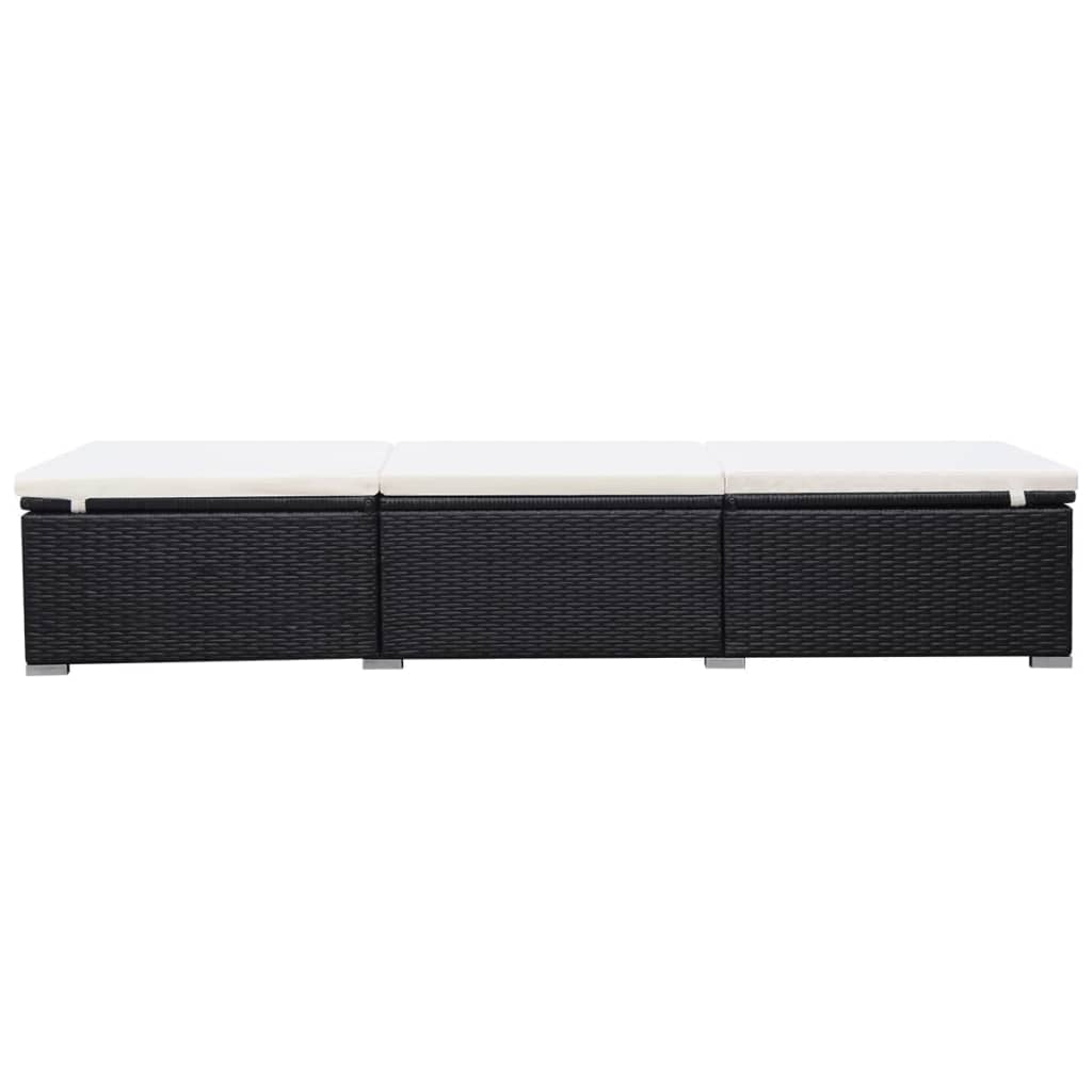 Espreguiçadeiras com almofadões 2 pcs vime PE preto