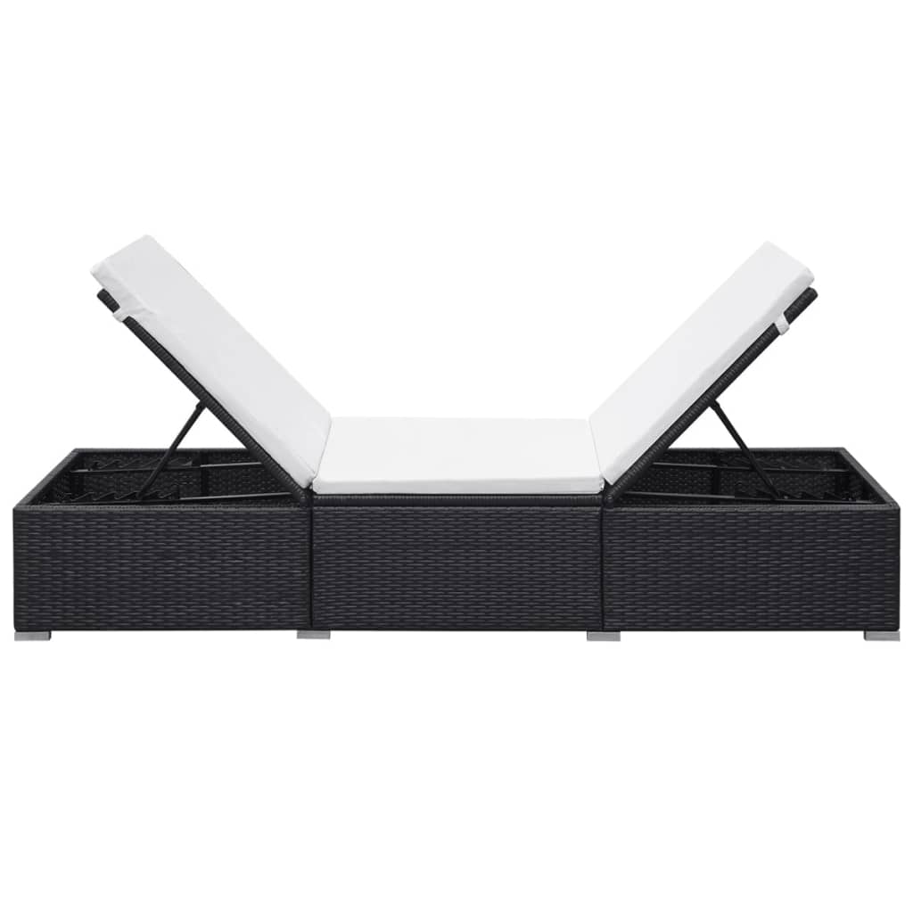Espreguiçadeiras com almofadões 2 pcs vime PE preto