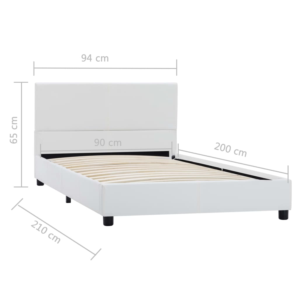 Estrutura de cama 90x200 cm couro artificial branco